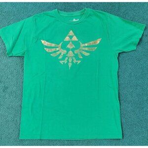 Zelda Women's T-Shirt Size Large Skyward Sword Foil Triforce Green Short Sleeve